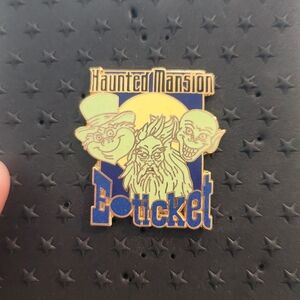 VINTAGE Disney Haunted Mansion E-Ticket Enamel Pin - Yellow & Blue LE